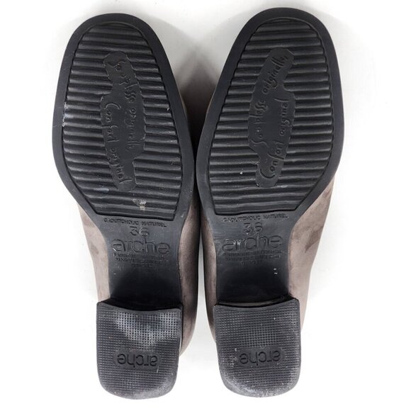 ARCHE Gray Nubuck Leather Pump Heels Gray - Picture 9 of 10